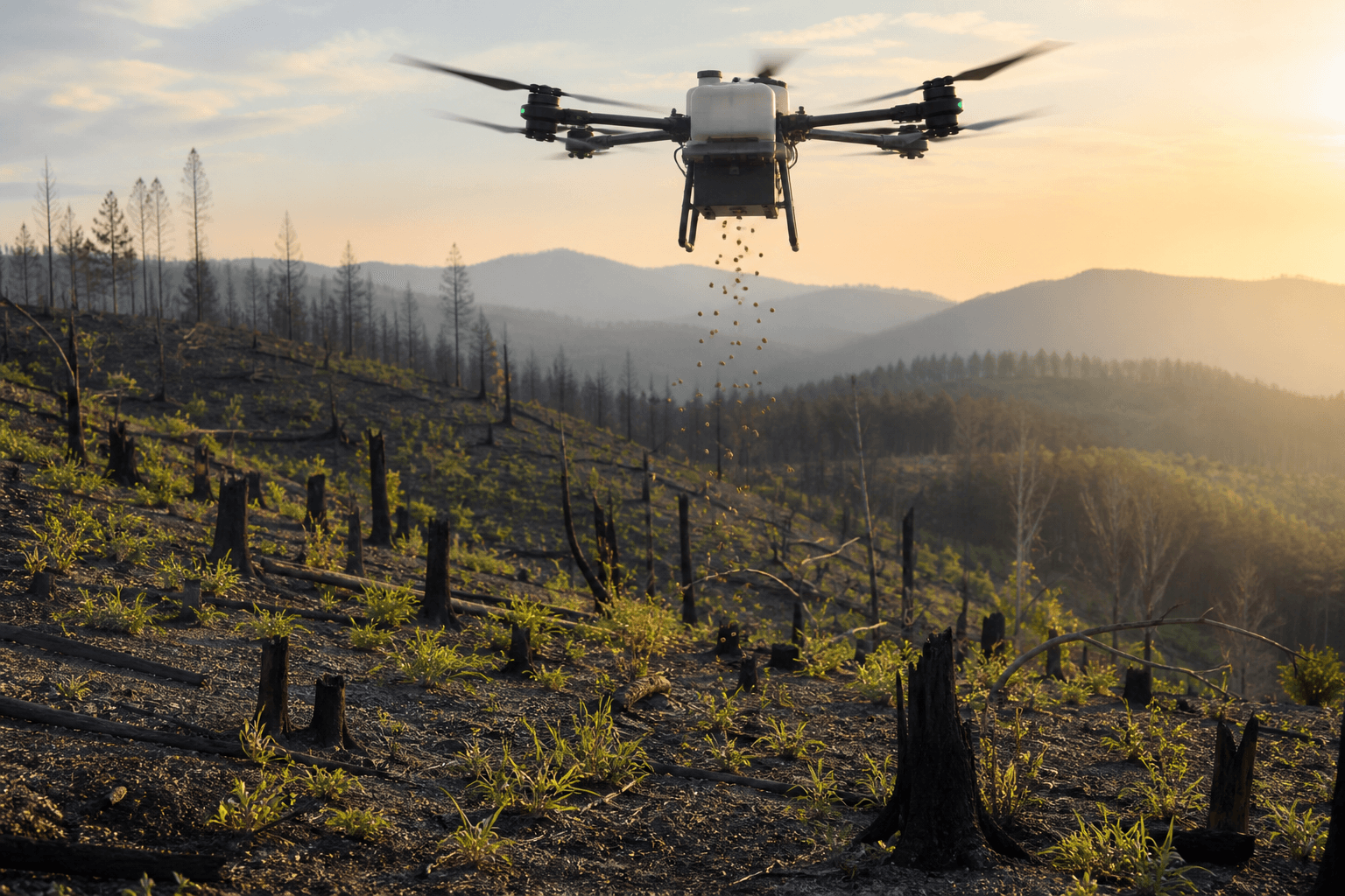 Drones que siembran bosque desde el aire: hasta 250.000 cápsulas de semilla al día
